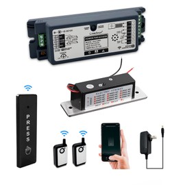 2.4GHz WiFi Access Control 400lb Holding Force Electic Magnetic Door Lock System Kit with Remote and Smartphone app Control, paired with Wireless Slim Push Switch (Electric Strike Lock kit)
