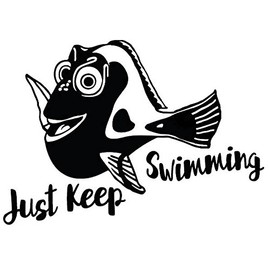 Just Keep Swimming Dory Finding Nemo Funny CCI Decal Vinyl Sticker|Cars Trucks Vans Walls Laptop|Black|5.5 x 7.5 in|CCI1708