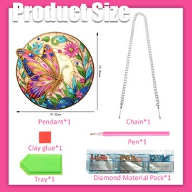 Zamety Diamond Painting Garland, Diamond Painting Butterfly Pendant, DIY Diamond Painting Door Wreath, Diamond Painting Window Pictures with Chain, Wall Hanging Kits for Window, Wall and Entrance