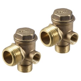 uxcell Air Compressor Check Valve, Male 3/8GxMale 1/2GxM10 Female Thread, 3 Way Pneumatic Accessory, Brass for Central Pneumatic Air Compressor 2pcs