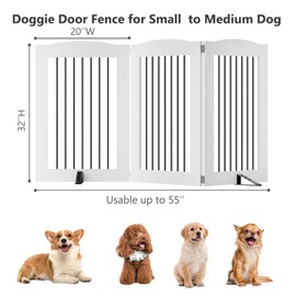 ROOMTEC Freestanding Dog Gates, Dog Fence Indoor Puppy Gate for Stairs,Doorways,Step Over Fence 32" Height 3 Panels