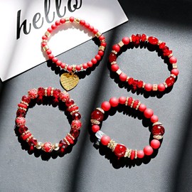RIXERKOC Bohemian Stretch Bead Bracelets for Women and Girls Crystal Bracelets Heart Fashion Jewellery with Beads, Acrylic