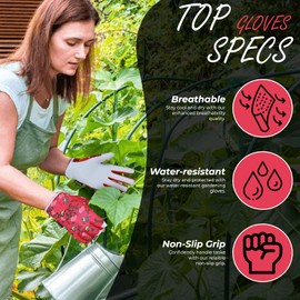 Leather Gardening Gloves for Women Men Women Thorn Proof Rigger Garden Safety Work Gloves Multi Purpose Breathable Construction Gardening Gifts Red S 1 Piece