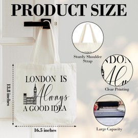 HMJKL London Travel Tote Bag, London Is Always A Good Idea Canvas Tote Bag, London Lover Gifts Bag, Shoulder Bag For Work Shopping Travel Holiday, 07