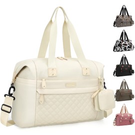 Pritent Diaper Bag Tote - Diaper Baby Bags with Pacifier Case, Shoulder Straps, Stroller Clips, Waterproof Large Mommy Bag Maternity Bag Travel Baby Bag for Mom and Dad, white