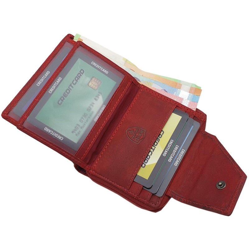 myledershop Small Buffalo Full Leather Women's Wallet/Wallet/Purse in Portrait Format