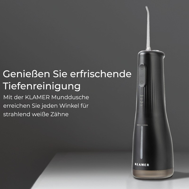 KLAMER Water Flosser with 2 Attachments for Effective Cleaning of