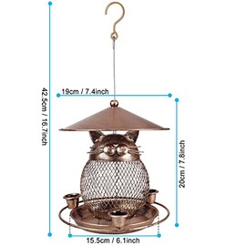LBTING Comedero de Pájaros para Exterior, Comedero de Pájaros Salvajes a Prueba de Ardillas de Metal para Jardín de Exterior, Decoración en Forma de Gato Linda para Colgar