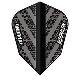 RED DRAGON Airwing Unique Moulded Black & Grey V-Standard Dart Flights 1 Set Per Pack (3 Dart Flights in total)