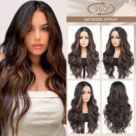 Rallarkrysset Lace Front Wig Pre Plucked Ombre Brown With Black 13x4x1 Wigs for Women Ready to Wear HD Glueless Natural Wavy for Women Middle Part