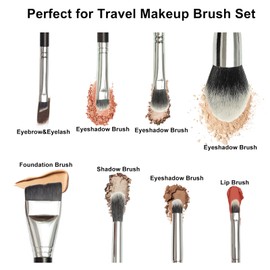 Reise-Make-up-Pinsel-Set, Make-up-Pinsel mit Etui für Foundation, Puder, Concealer, Lidschatten, 8 Stück Mini-Make-up-Pinsel für das beste Geschenk-Set (schwarz)