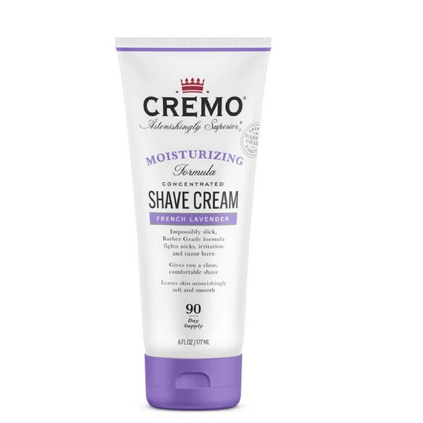 Cremo French Lavender Moisturizing Shave Cream, Astonishingly Superior Ultra-Slick Shaving Cream for Women Fights Nicks, Cuts and Razor Burn, 6 Fl Oz