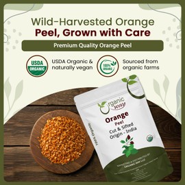 Organic Way Dried Orange Peel Cut & Sifted (Citrus sinensis) - European Wild-Harvest | Organic & Kosher Certified | Vegan, Non GMO & Gluten Free | USDA Certified | Origin - India (1/2LBS / 8Oz.)