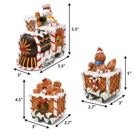 Gift Boutique Christmas Gingerbread Express Train Table Decor 3 Piece Resin Holiday Xmas Trains Figurine Shelf Sitter Tabletop Centerpiece Party Supplies Decoration