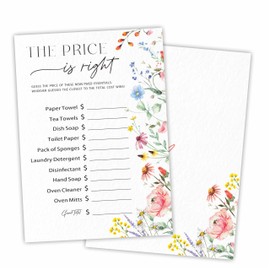 DYIRBIIY The Price is Right Bridal Shower Game - Colorful Floral - 30 Pcs Double-Sided Fill-in Wedding Game Cards for Newlyweds, Engagement Party Activities & Decorations(5"x7") -A09