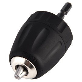 Walfront Keyless Drill Chuck Adapter, 3/8-24UNF 0.8-10MM Conversion Tool Drill Chuck Hammer Converter with 1/4 Inch Hexagonal Chuck Adapter