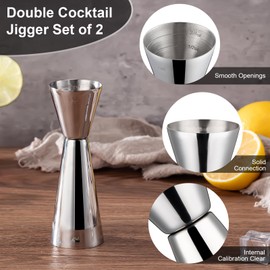 Briout Jigger for Bartending, Double Cocktail Jigger Japanese Premium 304 Food Grade Stainless Steel Jigger 2 OZ 1 OZ with Measurements Inside, Flat Edge