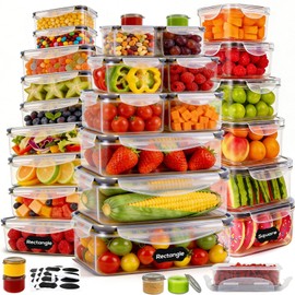 62PCS Thick Food Storage Containers with Airtight Lids for Meal Prep