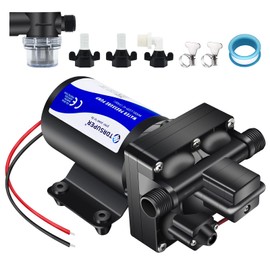 Tdrsuper Water Pressure Booster Pump, 12V DC Water Diaphragm Pump, 5GPM 70PSI with Power Plug, Self Priming RV Water Pump for Home Kitchen Bathroom RV Marine Yacht Garden Hose