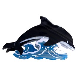 Novelty Ocean Dolphin Hair Clip,Funny Acetate Hair Clip,Big Claw Clip for Women,Fashion Hair Claw Clip,Black