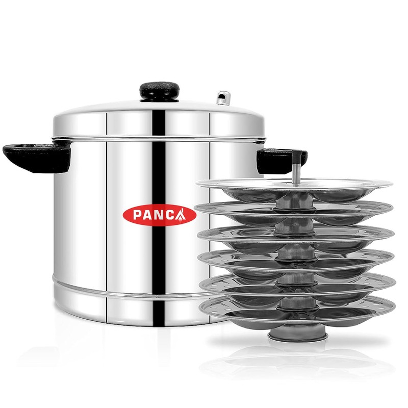 PANCA Idli Maker With 6 Plates - Stainless Steel Premium