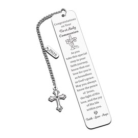 First Communion Gifts for Girls Boys First Communion Gifts for Women Men 1st Holy Communion Bookmark Baptism Confirmation Gifts for Teen Religious Christian Easter Gifts for Kid Easter Basket Stuffers