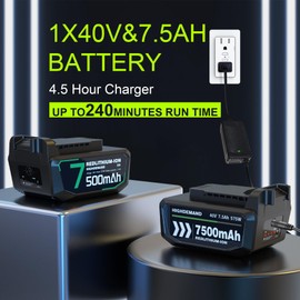 Aoypalp Leaf Blower Cordless 40V with 7.5Ah Battery and Charger, Up to 600CFM &180MPH Variable-Speed with Shoulder Strap for Blowing Leaves, Patio Cleaning, Lawn Care and Dust, Orange