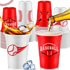 Norme Norme 48 Pcs Baseball Party Supplies Bulk 16 oz Baseball Party Thick Plastic Disposable Cup Hot Cold Drink Wine Coffee for Home Holiday Party Supplies Favors