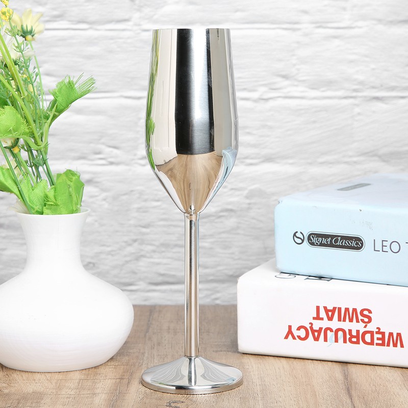 304 Stainless Steel Wine Goblet Champagne Glasses Drinking Cups 220ML