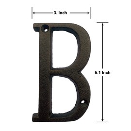 BetLight 5.1 Inch High Cast Iron House Letter, Solid Home Address Letter, Elegant Black Brown Finished, Matching Perfect with 5.5 Inch House Numbers, Letter B