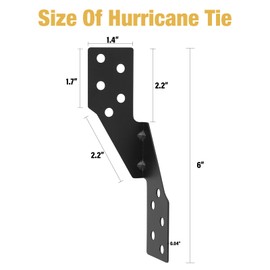 XIHUWZ 20 Pcs Hurricane Tie,Strong tie Brackets with Black Powder-Coated,Hurricane Straps Trusses/Rafters Ties