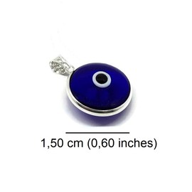 Mystic Jewels by Dalia – Glass Evil Eye Pendant for Good Luck – 925 Sterling Silver – Diameter of Pendant 0,6 inches