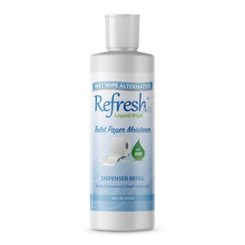 Refresh Liquid Wipe Free: Toilet Paper Foam Dispenser Refill for Sensitive Skin. Eco-Friendly Flushable Wet Wipe Alternative with Witch Hazel and Aloe. 16 oz Refill (1 Pack)