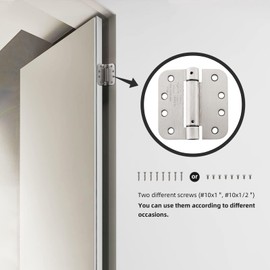 HOME MASTER HARDWARE Self Closing Door Hinges, 4 inch Spring Loaded Hinges, Adjustable Tension for Interior Door, UL Listed with 5/8" Radius Corners, Satin Nickel, 2 Pack