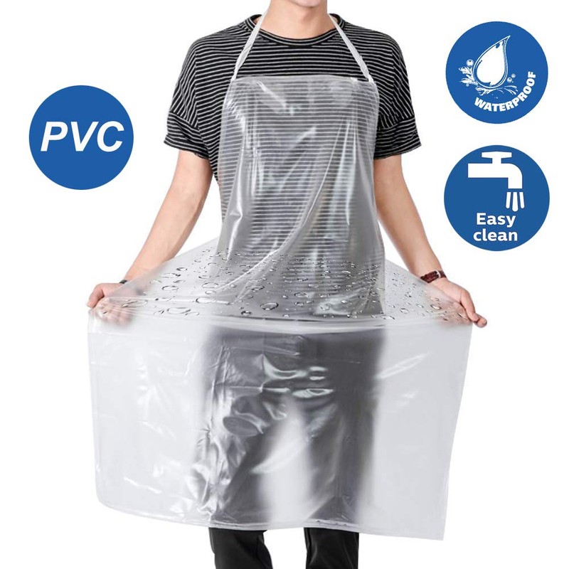 Younber Waterproof Plastic Apron Transparent PVC, Kitchen Dishes Washing Lab