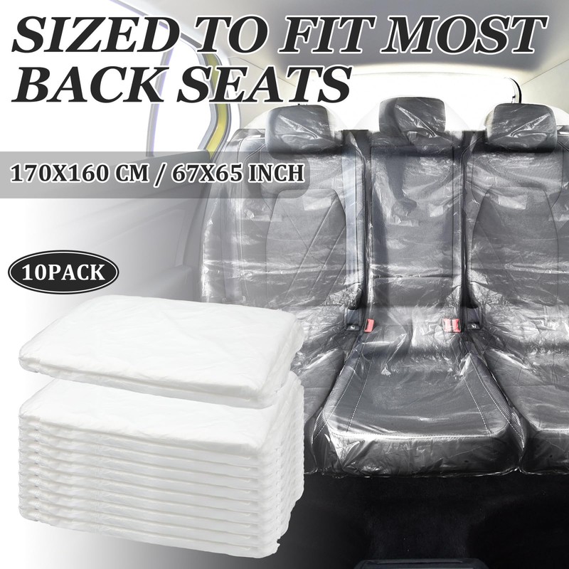 BBTO 10 Pcs Plastic Disposable Car Seat Cover for Car