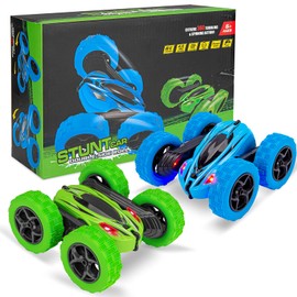 2PACK RC Stunt Car Remote Control Car for Kids, 2.4Ghz High Speed Rock Crawler Vehicle,360 Rotating 4WD Off Road Double Sided Rotating Tumbling Rc Car with 4 Rechargeable Battery.