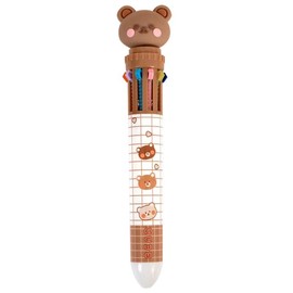 ZhangyiHot 1pc Brown Cartoon Bear Polychrome Color Retractable Ballpoint Pen,Creative Cute Multicolor Pens For School Office Student Supply Hand Account Pen,Holiday Gift Pens and Refills