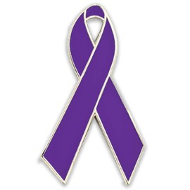 PinMart's Purple Awareness Ribbon Magnetic Enamel Lapel Pin Jewelry