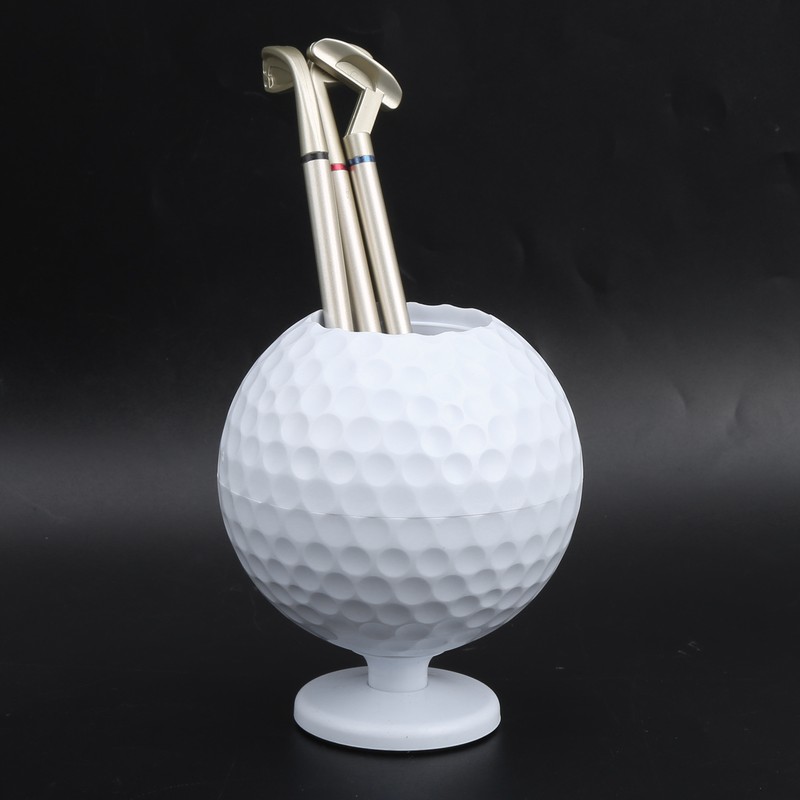 Mini Desktop Golf Ball Pen Holder with 3 Golf Cue