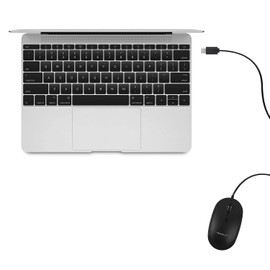 Macally Ucdynamouse-B, USB-C silent-click optical wired mouse with 3 buttons and scroll wheel, black