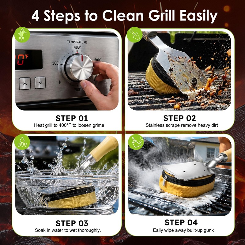 Grill Brush with 2 Replacement Head
