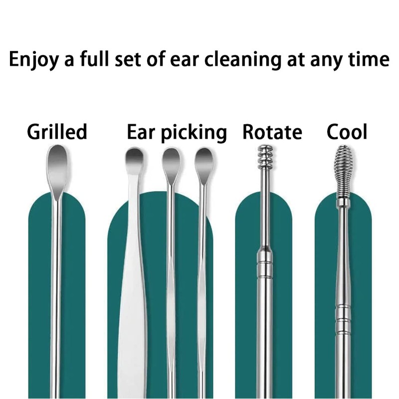 Stainless Steel Ear Wax Removal Kit, 6 Pieces