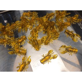 Hooked Baits (30) 1" MINI CRAW "GOLD RUSH" Crappie Panfish Jig Crawfish Lure Soft Plastic