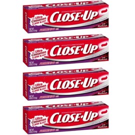 Close-Up Fluoride Toothpaste, Freshening Red Gel 4 oz (Pack of 4)