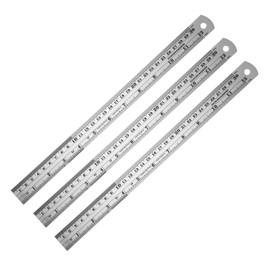 JCKHXG 3PCS 12 Inch Metal Ruler,Stainless Steel Rulers with Inch and Metric Graduations ，Suitable for Engineering Drawings and Offices Family