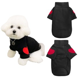 Winmany Dog Sweater for Small Medium Dogs Heart Patch Turtleneck Sweatshirt Cat Puppy Spring Autumn Winter (Black, S)