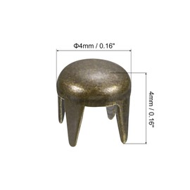 sourcing map Pack of 100 4 mm Brown Round Dome Rivets Metal Claw Beads Nail Head Rivets Spike Rivets Punk Rock DIY for Leather Crafts Clothing Belt Bag Shoe Bracelet Accessories