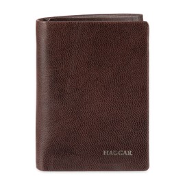 Haggar Men's Leather RFID Trifold Wallet, Brown Extra Capacity, One Size