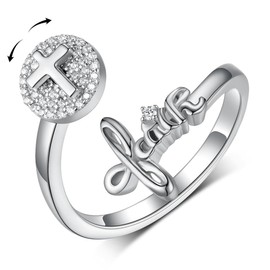 SVODEA Faith Rings for Women 925 Sterling Silver Faith Cross Spinner Rings Christian Inspirational Jewelry Gifts for Women